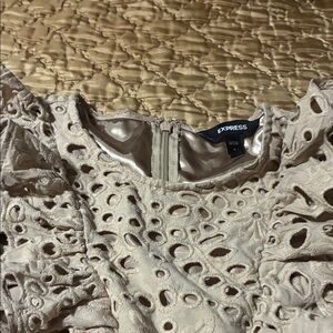 Express Taupe Lace Cut-Out Blouse